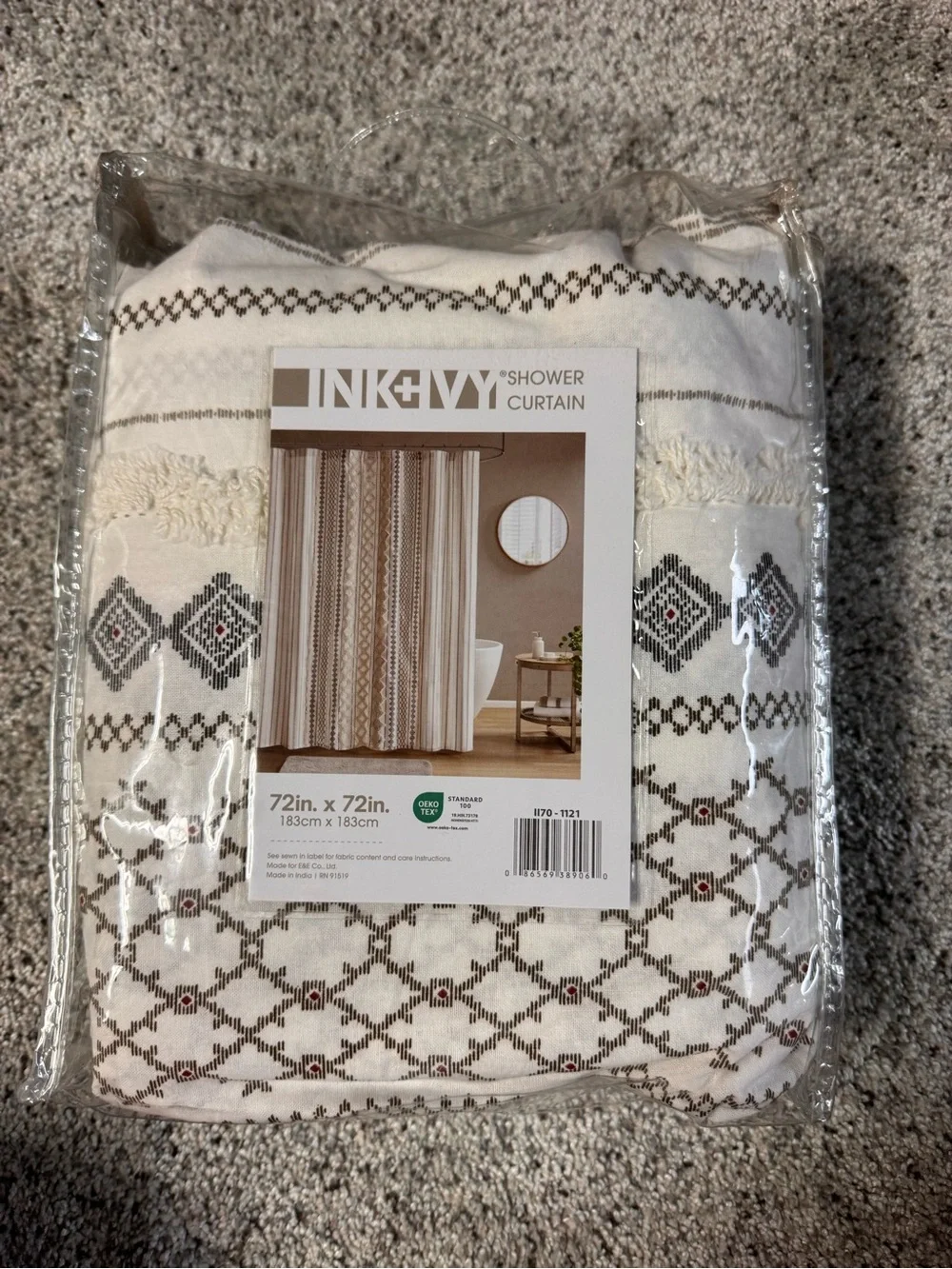 INK+IVY Imani Tufted Chenille 100% Cotton Shower Curtains Machine Washable ivory